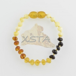 Amber teething bracelet baroque multicolour raw